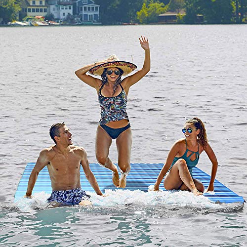 Aqua LEISURE Expandable 6’ x 6’ Water Float Mat – Heavy Duty Pool & Lake Lounger, Connectable Pool Island with Carry Strap, Multiple Colors