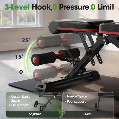 Flybird Adjustable Weight Bench for Home Gym - Black, Full Body Workout