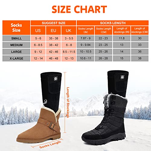 Rechargeable Heated Socks for Cold Weather Outdoor Activities - Black & Gray, Large