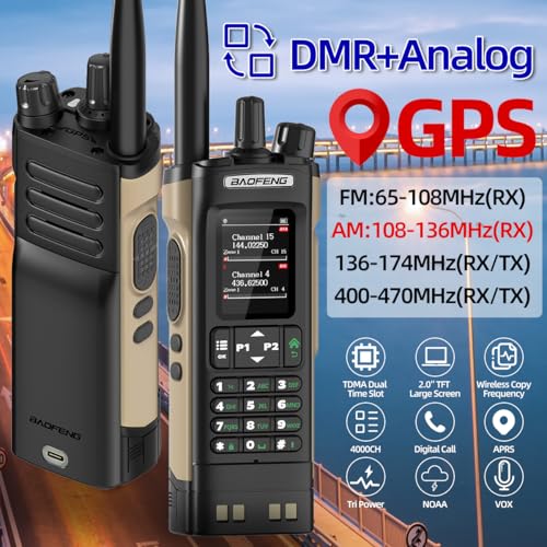 Baofeng DM32UV DMR Ham Radio Handheld Two-Way Radio with GPS - Brown