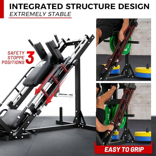 RitFit Black Leg Press Hack Squat Machine 1200LB Capacity, Stable & Versatile