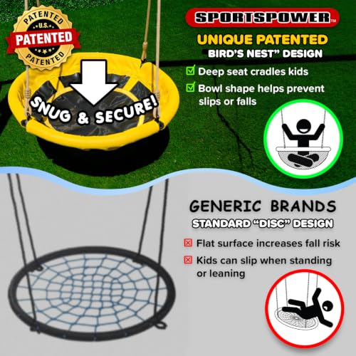 Wooden Swing Set with Slide, Saucer & Sling Swings for Kids 3-8