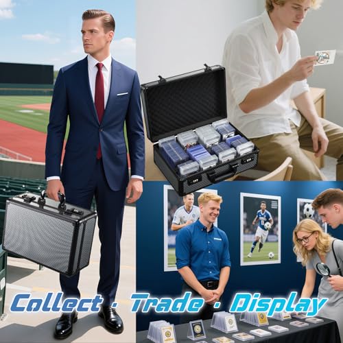 Black 4-Row Card Storage Box for Sports Trading Cards with Combo Lock - Holds 150+ Slabs & 1500+ Loose Cards