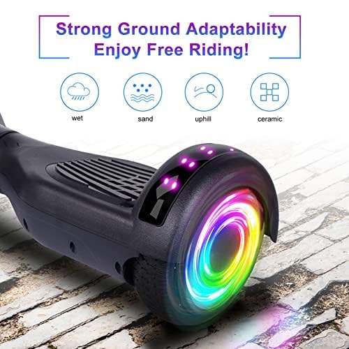 Black SISIGAD Kids Self Balancing Scooter with Bluetooth Speaker & 6.5" Lights