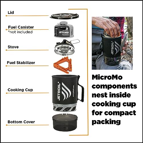 Jetboil MicroMo Carbon Camping Stove with Adjustable Heat Control - Lightweight Backpacking System