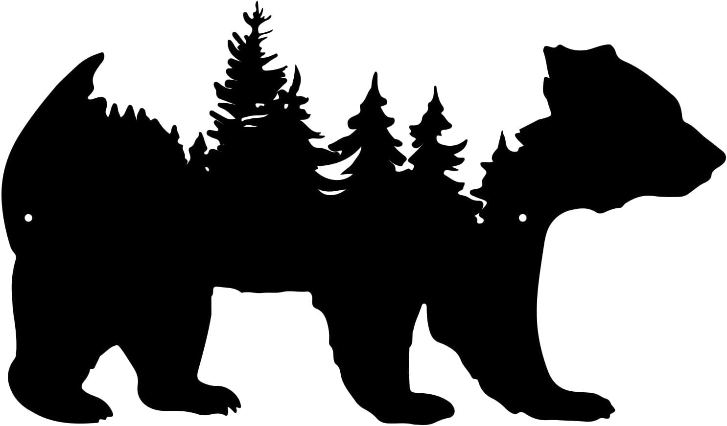 Resama Metal Wall Art - Rustic Pine Tree & Bear Decor for Living Room | Indoor/Outdoor Wilderness Design (Black)