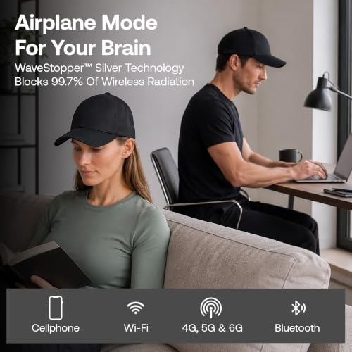 EMF Blocking Hat for Men & Women - Adjustable Faraday Cap with Silver Shielding