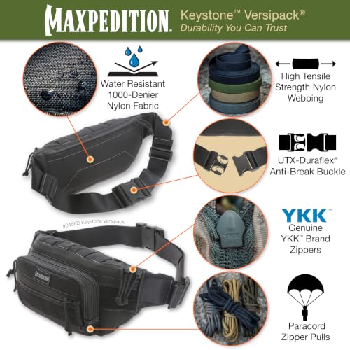 Maxpedition Keystone Versipack Black Tactical Waist Pack for EDC