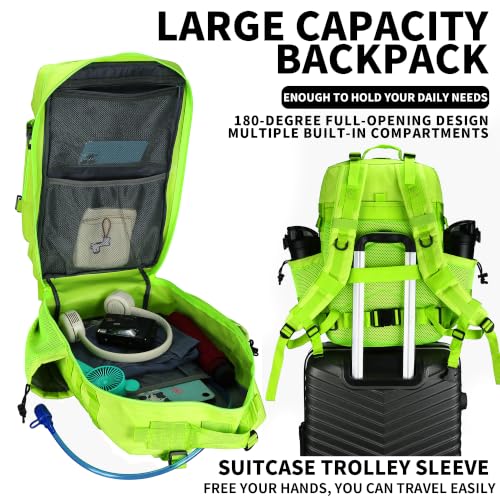 Neon Green Military Tactical Backpack 45L/25L 3-Day Assault Pack Molle Daypack