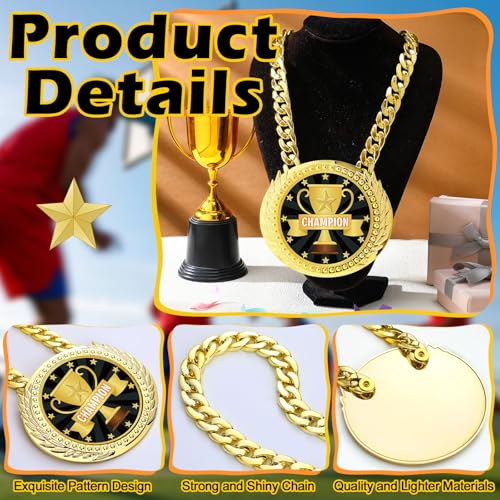 Champion MVP Turnover Chain Award Medal - 6-Inch Large Sports Trophy, Variation of Champion