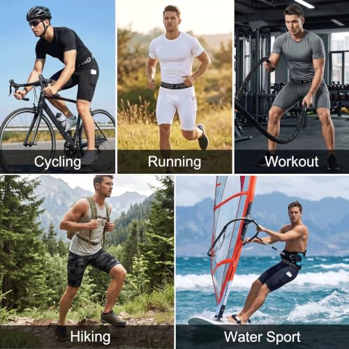 Men's Compression Shorts with Phone Pocket - Running Gym Yoga Athletic Tights, Summer Cool & Dry, Medium / Black Pack