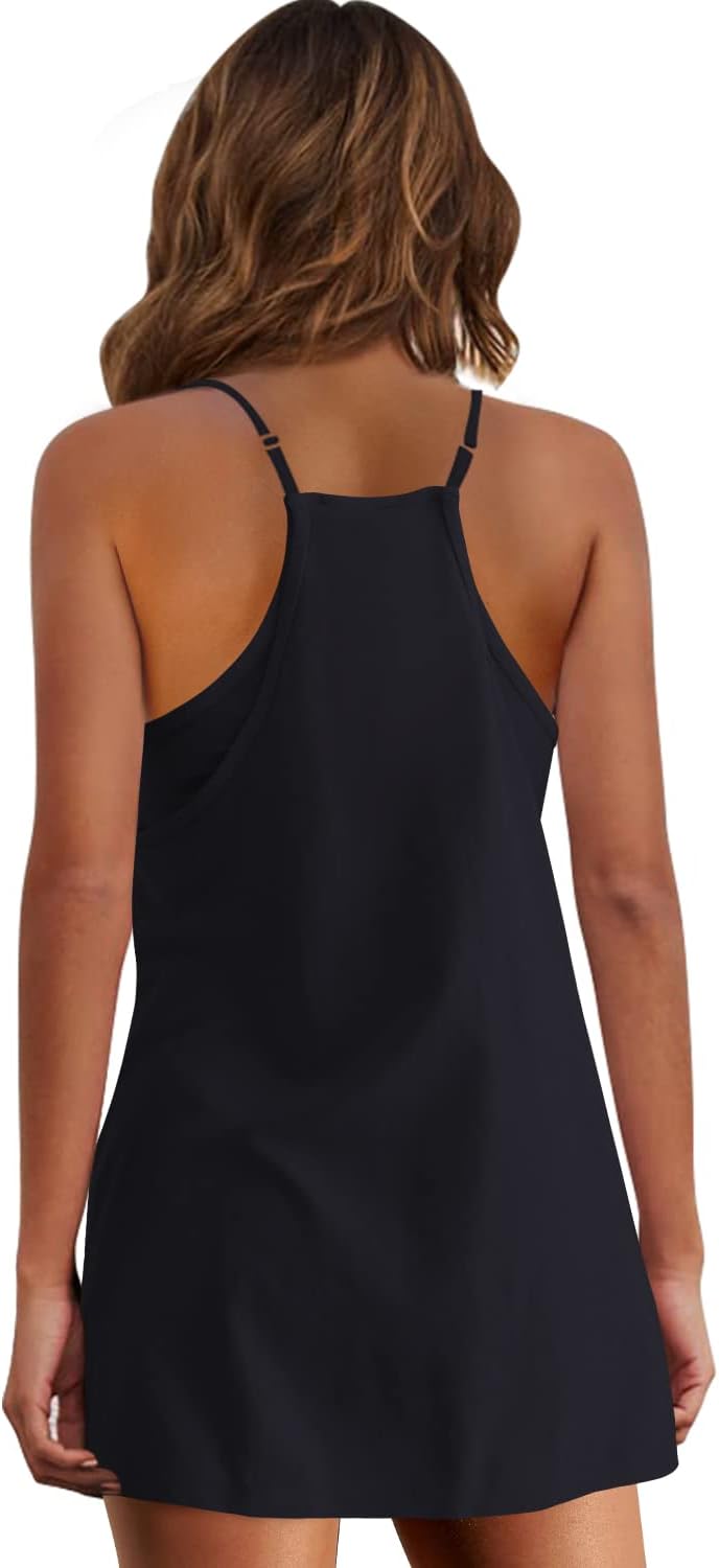 Panadila Women's Summer Mini Dress - Sleeveless V-Neck Sundress with Pockets | Athletic Style