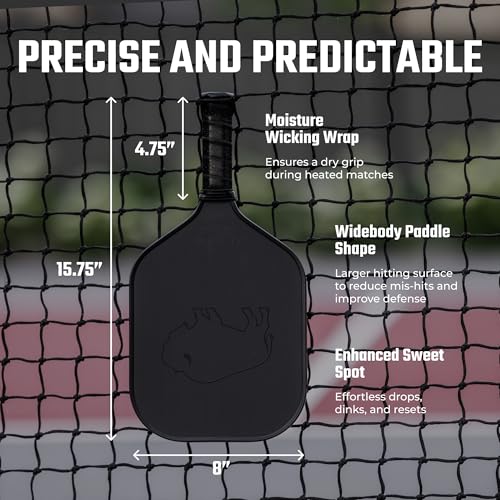 Bison Paddles The Rampage Control Carbon Fiber Pickleball Paddle - Spin & Precision