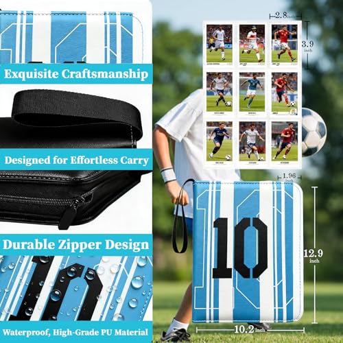 Soccer Card Binder with 900 Pockets, Water-Resistant Cover & Zipper