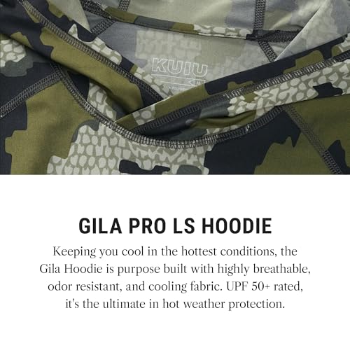KUIU Gila LS Hoodie Large Verde UPF 50+ Cooling Quick-Dry Hunting Shirt