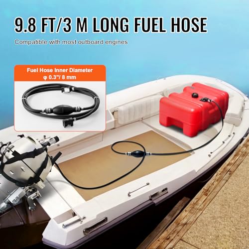 55L Marine Fuel Tank with 9.8 ft Hose, Visible Gauge, Leak-Proof, High-Density Polyethylene