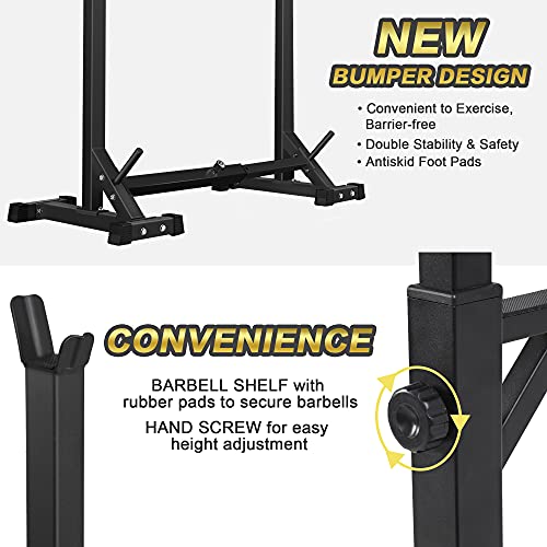 Black Adjustable Squat Rack Stand - Heavy Duty Barbell & Dumbbell Storage for Home Gym