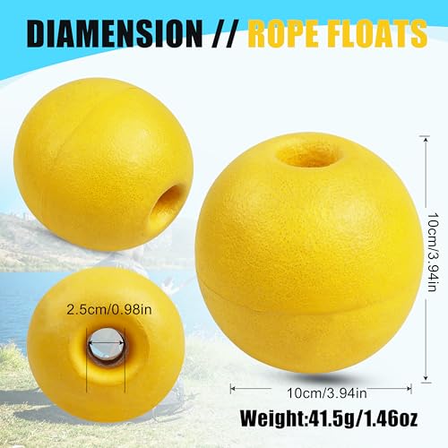 6 Pack Rope Floats Buoy for Crab Trap Marker - 3.94 x 3.94 inches, Yellow