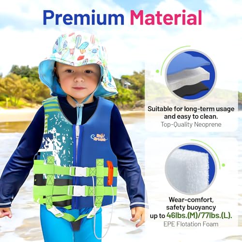 Kids Swimming Vest - Toddler Floatation Jacket for Ages 6-9 Indigo L