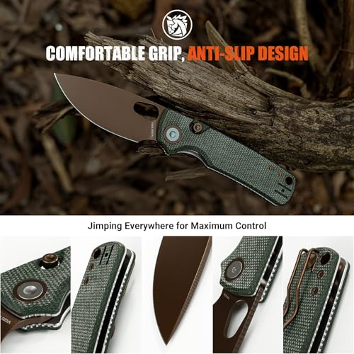 Vosteed Porcupine EDC Pocket Knife Green Copper Dune 2.99" Blade Locking Folding Knife