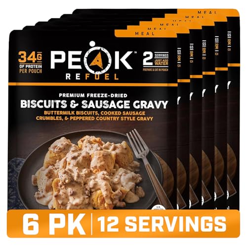 Freeze-Dried Breakfast Meal - Biscuits and Sausage Gravy 6-Pack - High Protein, Easy Prep