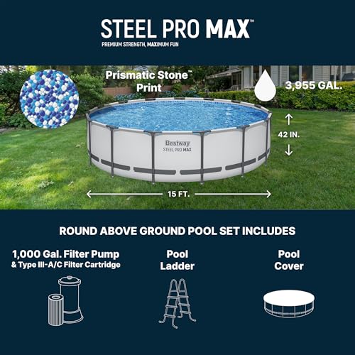 Bestway Steel Pro MAX 15' x 42" Above Ground Pool Set with Pump and Cover