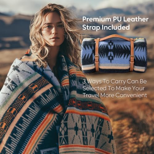 Mountain Large Wool Blanket 62x86 Inches - Warm, Thick, Military Camping Gear