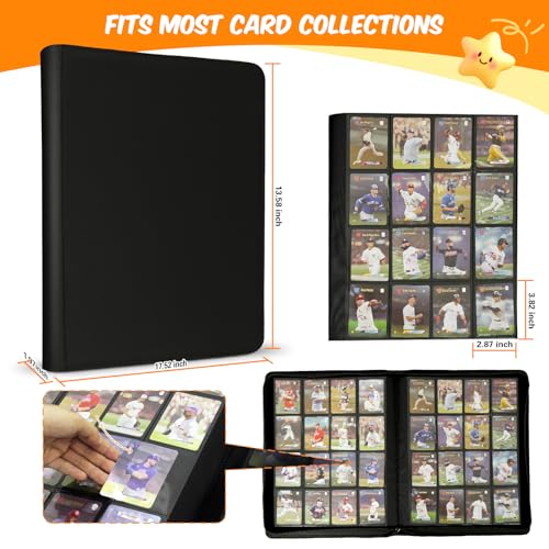 Black 4-Pocket Card Binder for 1024 Trading Cards - Side Loading Album with PU Cover
