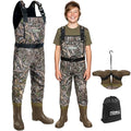 Kids Waterproof Neoprene Chest Waders with Boots - Camo, 12-13