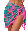 AI'MAGE Pink Coconut Tree Beach Cover Up Sarong Wrap for Women - Medium