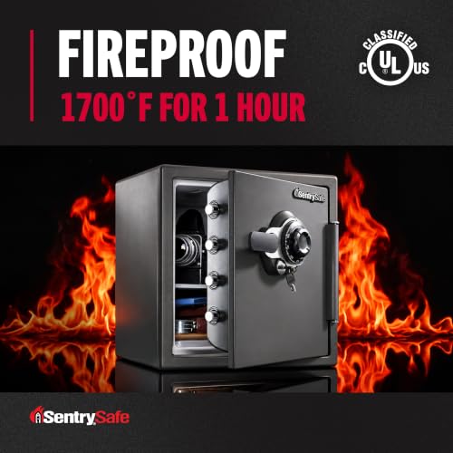 SentrySafe 1.23 Cu Ft Fireproof Waterproof Combination Safe - Bolt-Down, 1-Hour UL Fire Rating