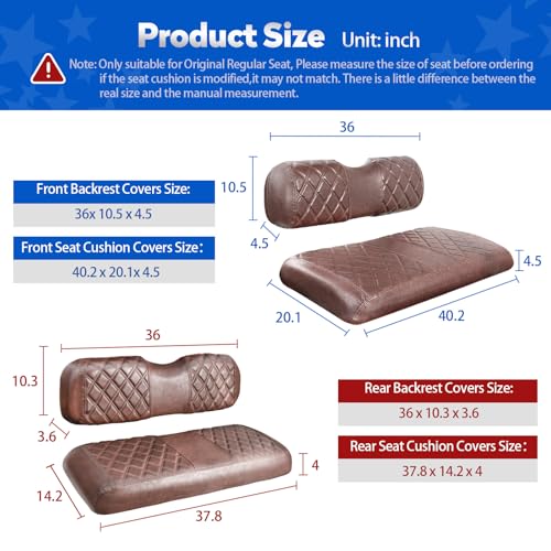 NOKINS EZGO TXT 1994-2013 & RXV Golf Cart Seat & Armrest Covers Brown