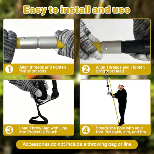 Yellow Arborist Slingshot Throw Line Launcher for Tree Trimming & Outdoor Use