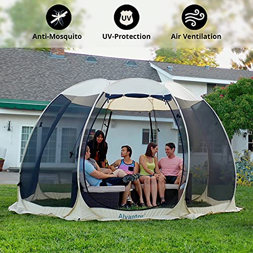 Alvantor 10'x10' Beige Pop Up Screen House Tent with Mosquito Netting & UPF 50+ Sun Protection