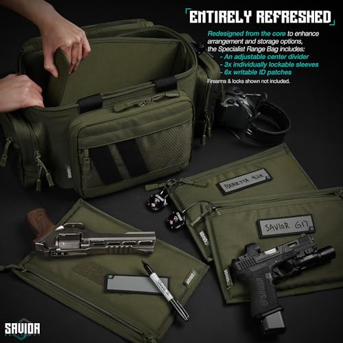 Savior Equipment Specialist Series Tactical Triple Pistol Range Duffle Bag, Olive Drab Green, 18x9x12 inch