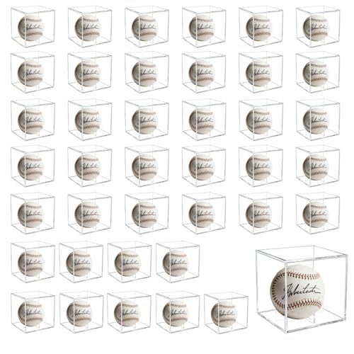 40 Pcs Acrylic Baseball Display Case Set - Clear Dustproof UV-Resistant