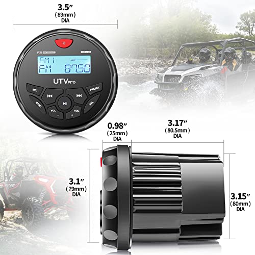 Marine Bluetooth Radio Stereo for Boats & UTVs with AM FM Tuner & USB