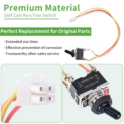 Golf Cart Run/Tow Switch with Connecting Wires for EZGO TXT DCS PDS 1994+ Replacement