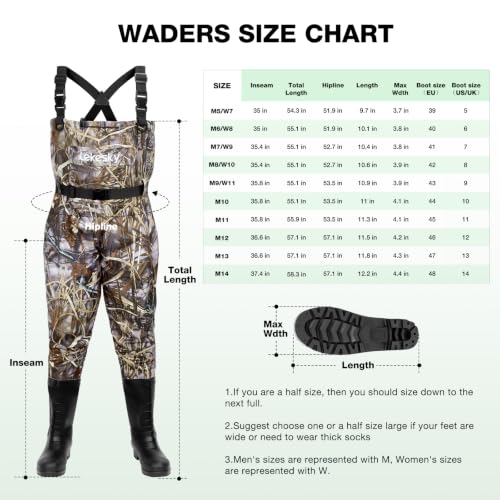 Lekesky Fly Fishing Chest Waders with Boots - Camo M11, Waterproof, 2-Ply Nylon/PVC
