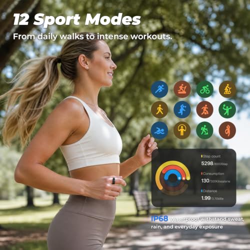 Smart Ring for Women and Men - Sleep Tracker, 12 Sports Modes, Size 10 Black - Fitness & Health Monitoring