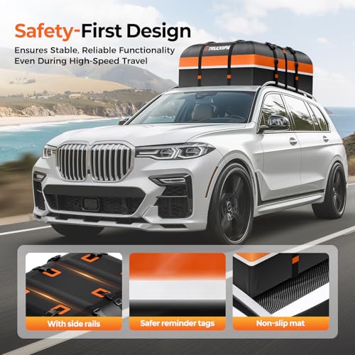 Truckiipa Black Car Rooftop Cargo Carrier Bag 20 Cubic Feet Waterproof Soft Shell