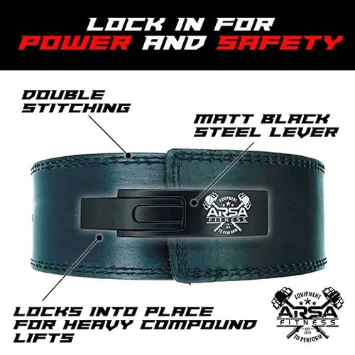 Arsa Fitness Weightlifting Adjustable Lever Belt for Men & Women Real Cow Hide Leather for Powerlifting Back Support Workout Deadlifts Squats 10MM Thickness 4" Width - Nighthawk (XX-Large)