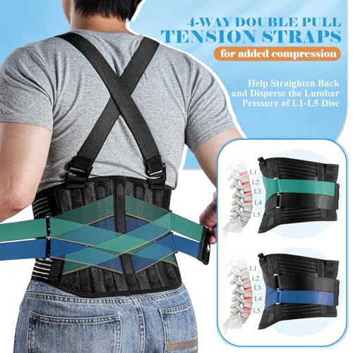 Plus Size Work Back Brace 4XL/5XL with Removable Shoulder Straps - Heavy Lifting Support