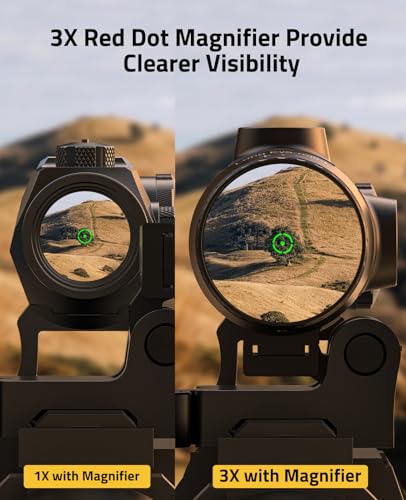 CVLIFE 3X Compact Magnifier for Red Dot Sights with Quick Release Mount