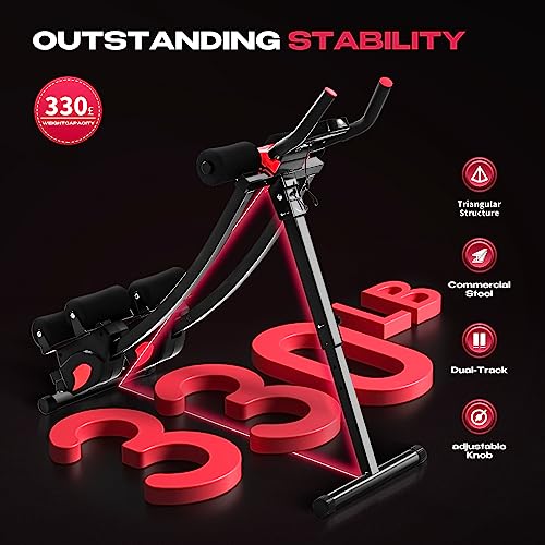 BODY RHYTHM Foldable Dual-Track Ab Workout Machine Black for Home Gym