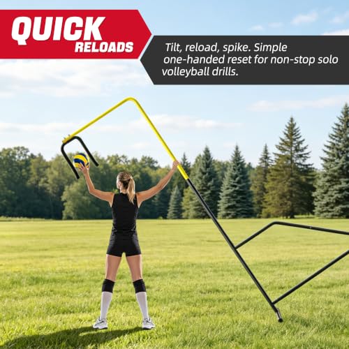 Yellow Volleyball Spike Trainer - Adjustable Height Solo Practice Equipment for Indoor & Outdoor Training