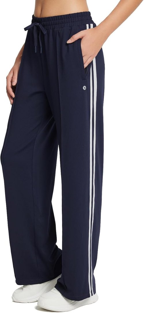 Baleaf Women's Athletic Track Pants - Straight Leg Jogging Sweatpants with Zipper Pockets | Loose Fit