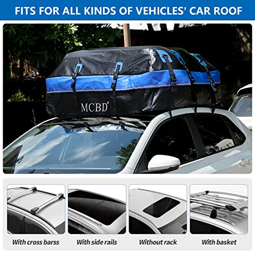 Blue 21 Cu Ft Waterproof Car Roof Cargo Bag with Straps & Hooks