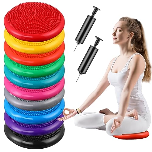 Leitee Inflatable Balance Cushions Set - 10 Pack for Core Stability & Therapy