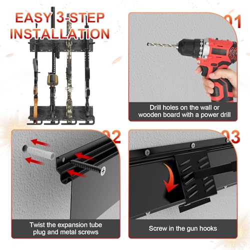 8-Slot Heavy Duty Wall Gun Rack for Rifles & Shotguns - Secure Display